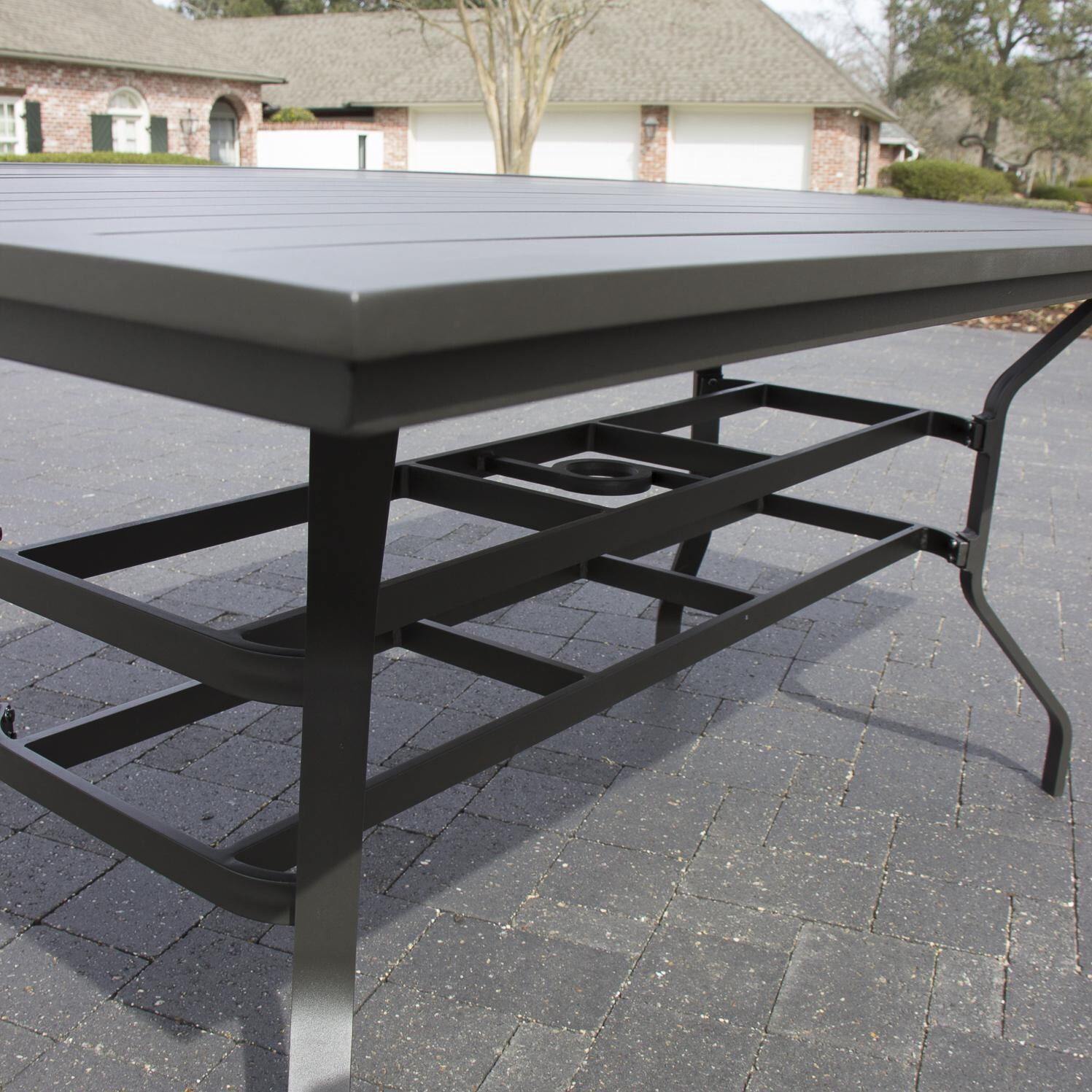 Audubon 72x42 Inch Aluminum Patio Dining Table By Lakeview Outdoor Designs - Side View thumbnail