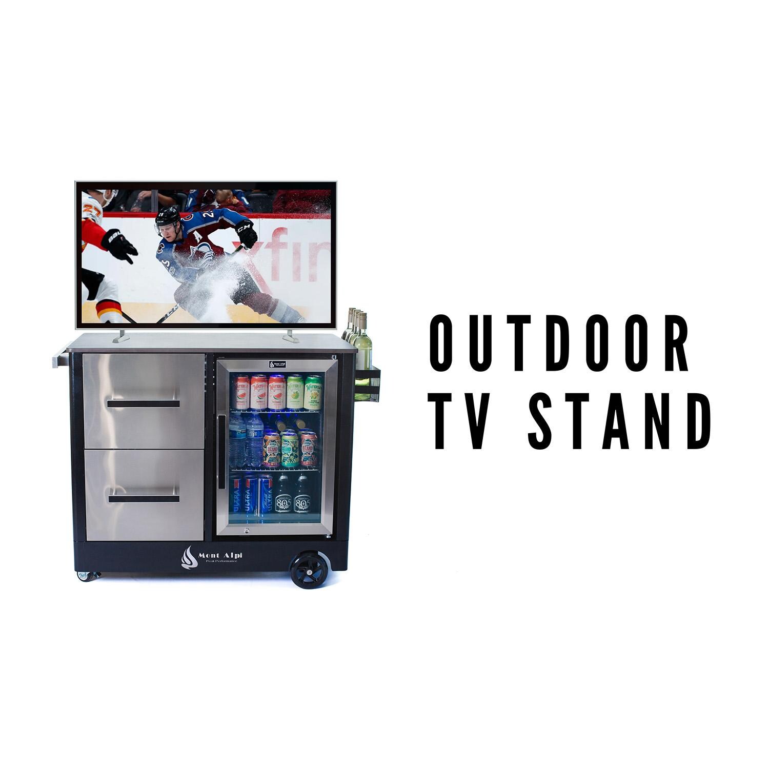 Mont Alpi MAPCL Large Outdoor Prep Center / Bar Cart - Shown as TV Stand - White Background thumbnail