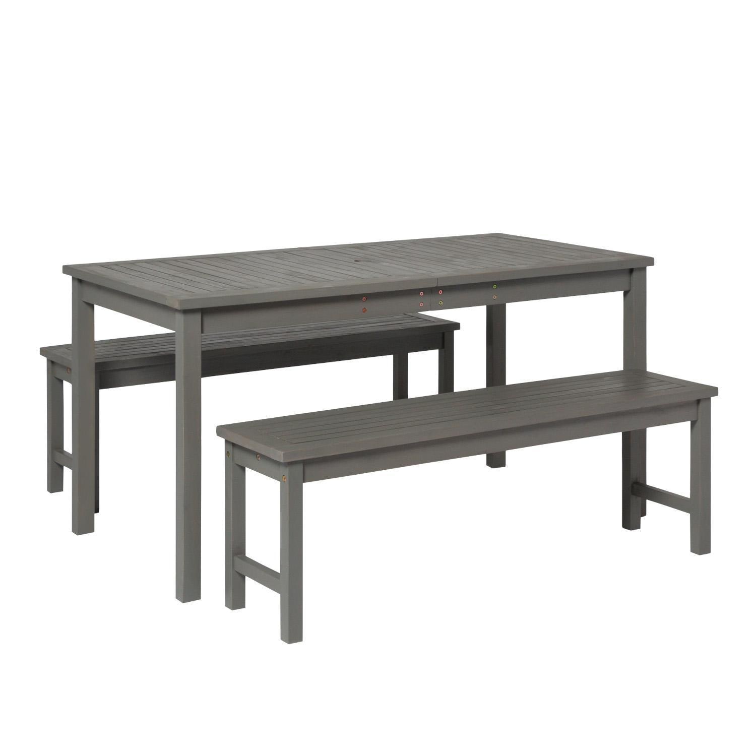 Ultimate Patio Camille Way 3 Piece Acacia Patio Dining Set W/ 60 X 32 Inch - Rectangular - Table - Gray Wash - Angled Right thumbnail