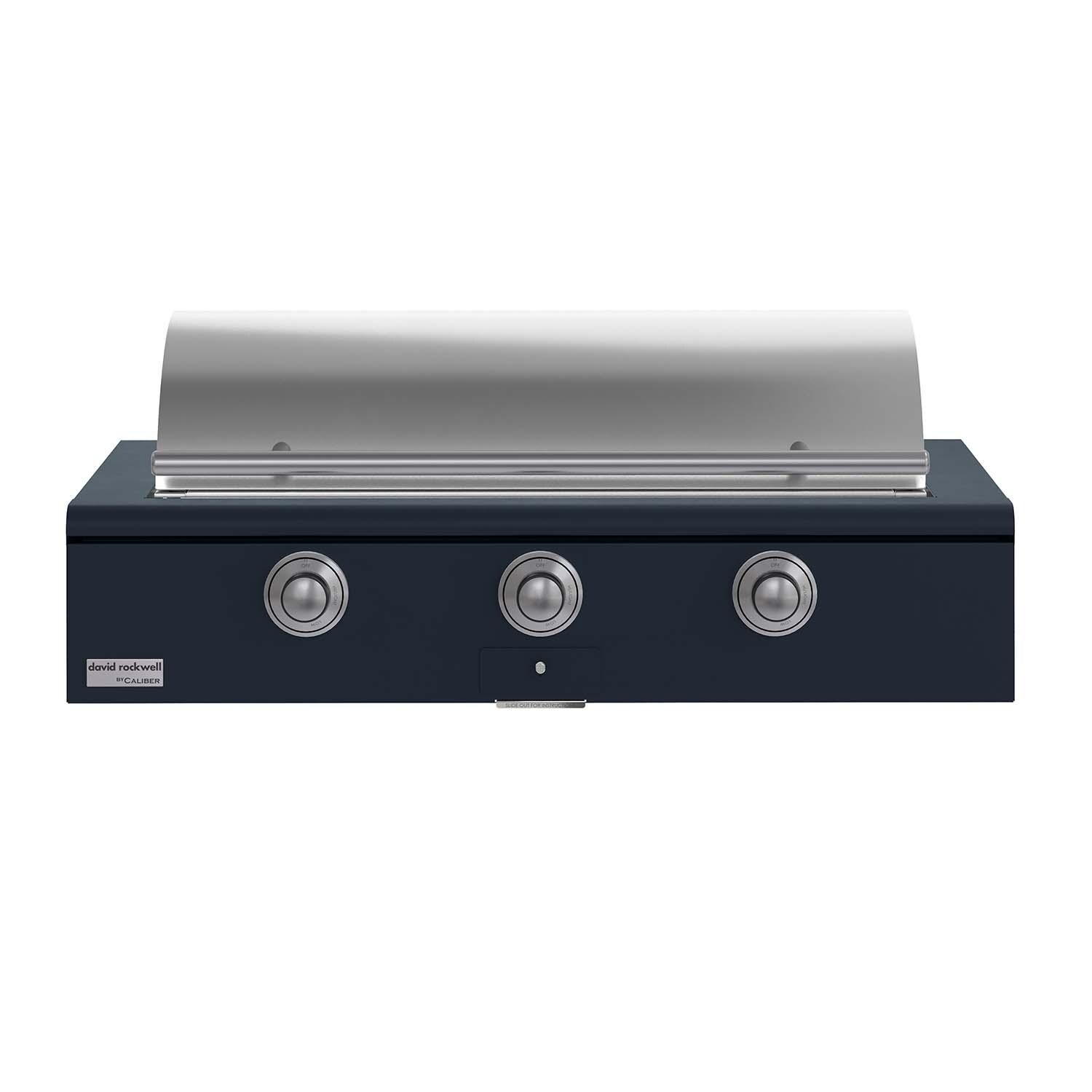 Caliber CRG-48BN00-A-104-H04 48-in Natural Gas Built-In Rockwell Grill - Juniper w/ Stainless Steel Hardware - Lid Closed - White Background thumbnail