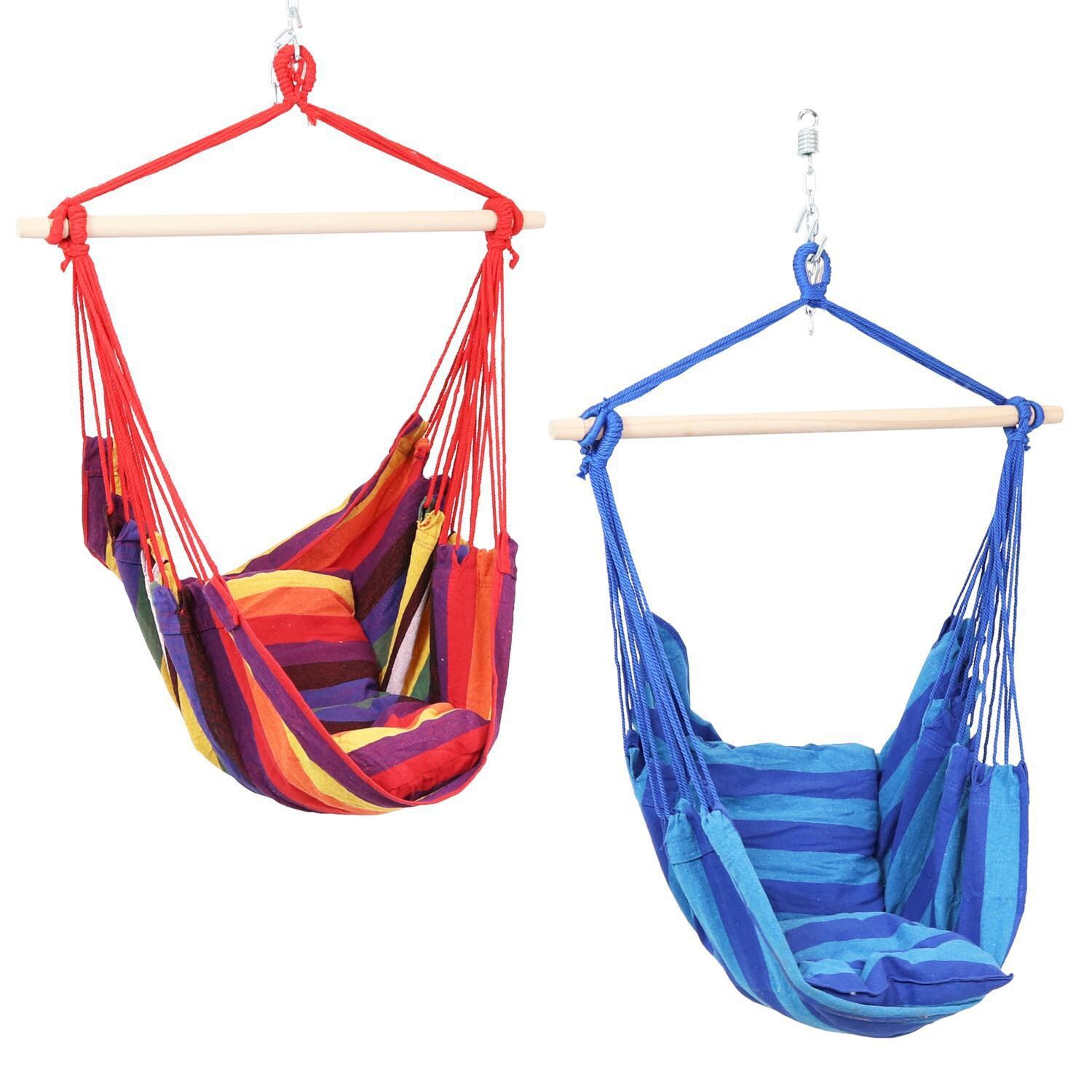 Ultimate Patio Hanging Hammock Chair w/ Cushions - Set of 2 - Sunset & Oasis