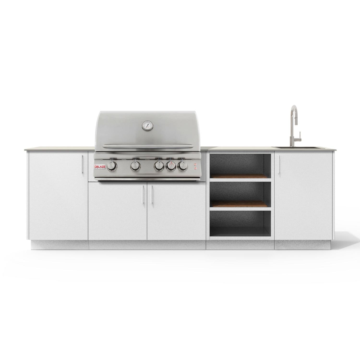 Urban Bonfire B-Mist-36-Blaze-Danae-Chantilly Mist 32 Outdoor Kitchen w/ Blaze Premium LTE Natural Gas Grill, Sink, Danae Countertop & Chantilly Finish - White Background thumbnail