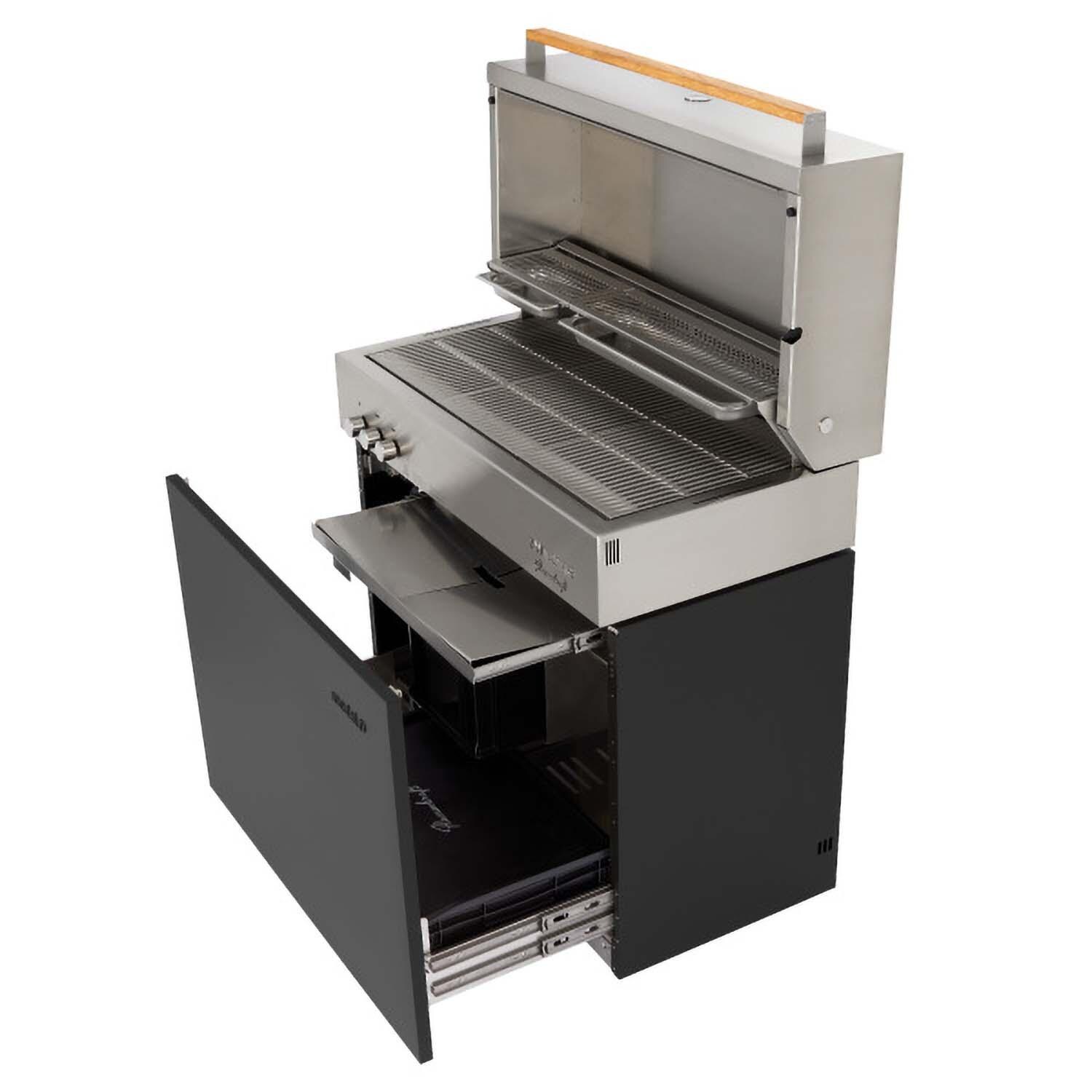 Flammkraft 1030978 Model D Natural Gas Grill - Ivory Black - Storage - White Background thumbnail