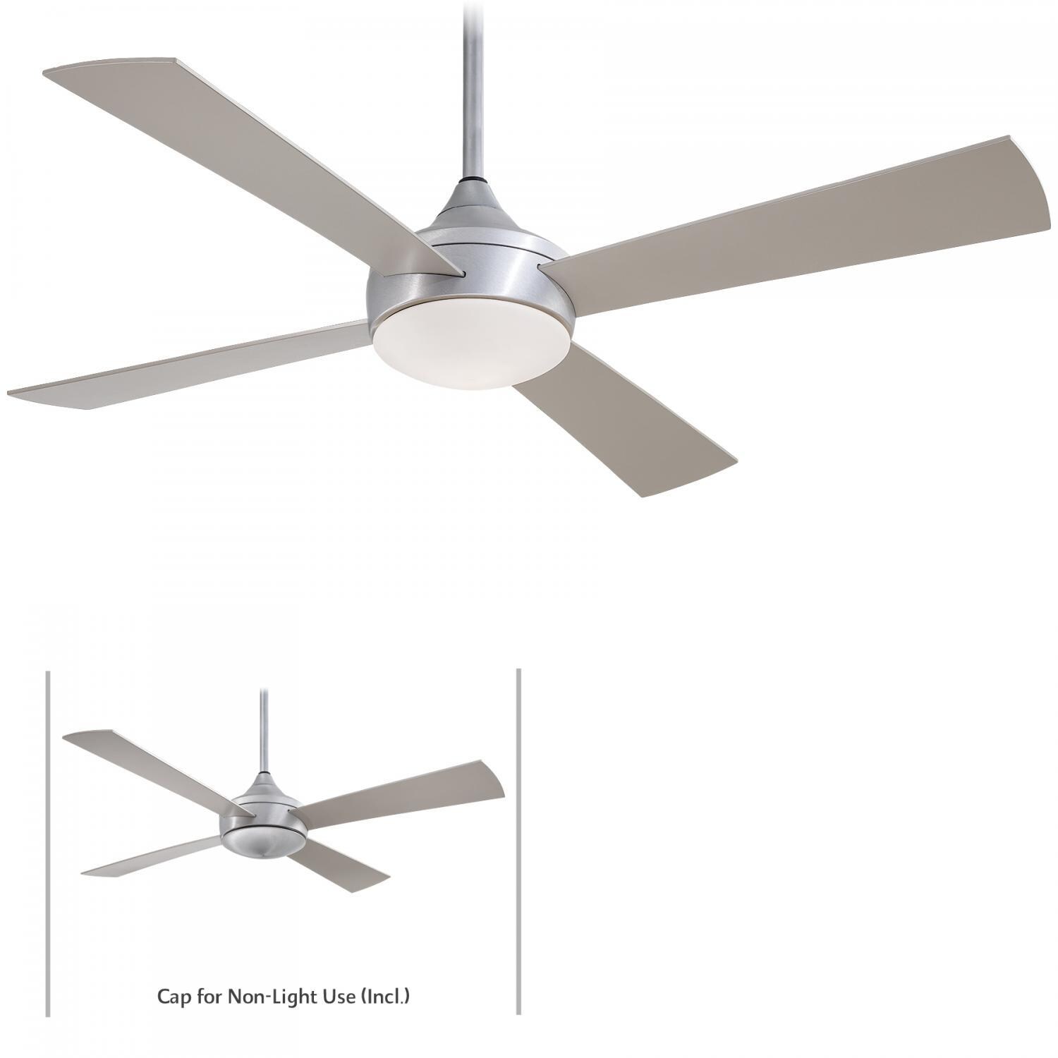 Minka-Aire Aluma Wet 52-Inch 4-Blade LED Ceiling Fan in Brushed Aluminum Finish W/ Silver Blades & Etched Opal Glass - F523L-ABD