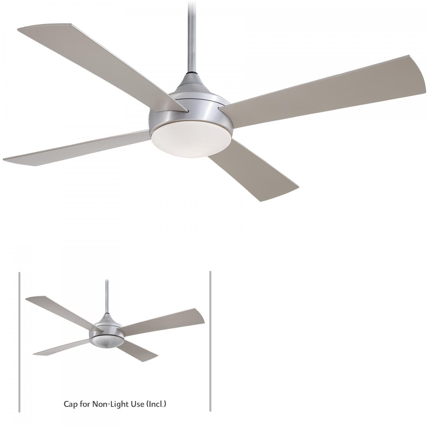 Minka-Aire Aluma Wet 52-Inch 4-Blade LED Ceiling Fan in Brushed Aluminum Finish W/ Silver Blades & Etched Opal Glass - F523L-ABD