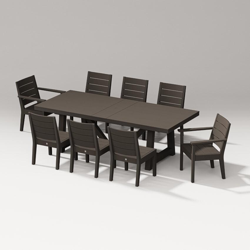Latitude 9 Pc A-Frame Table Dining Set in Vintage Coffee by PW Designer Series - White Background thumbnail