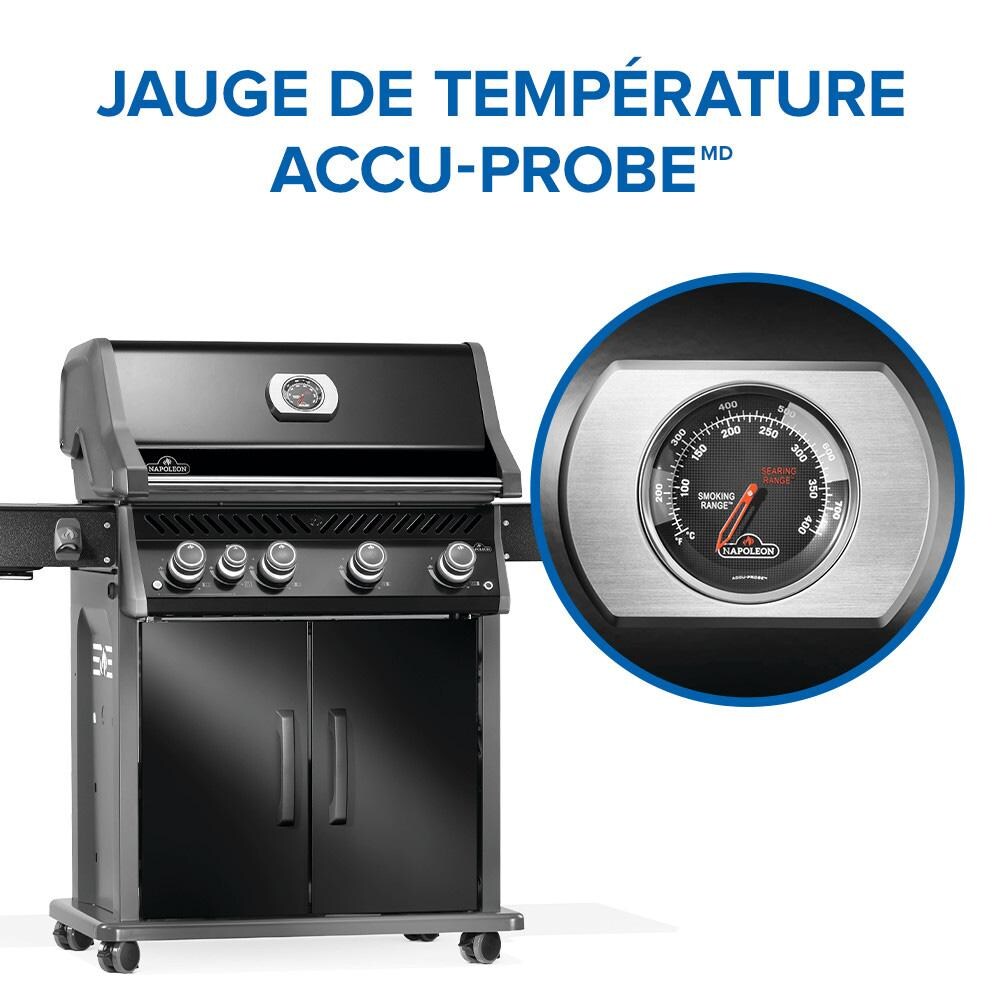 Napoleon RP525SIBNK-2 Rogue PRO 525 4-Burner Natural Gas Grill w/ Infrared Side Burner - Black - RP525SIBNK-2 - Temperature Gauge - Detail thumbnail