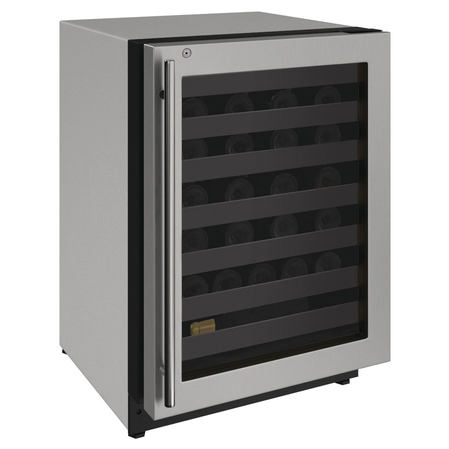 U-Line 2000 Series 24-Inch 43 Bottle Right Hinge Wine Captain With Lock - Stainless Steel - U-2224WCS-13A