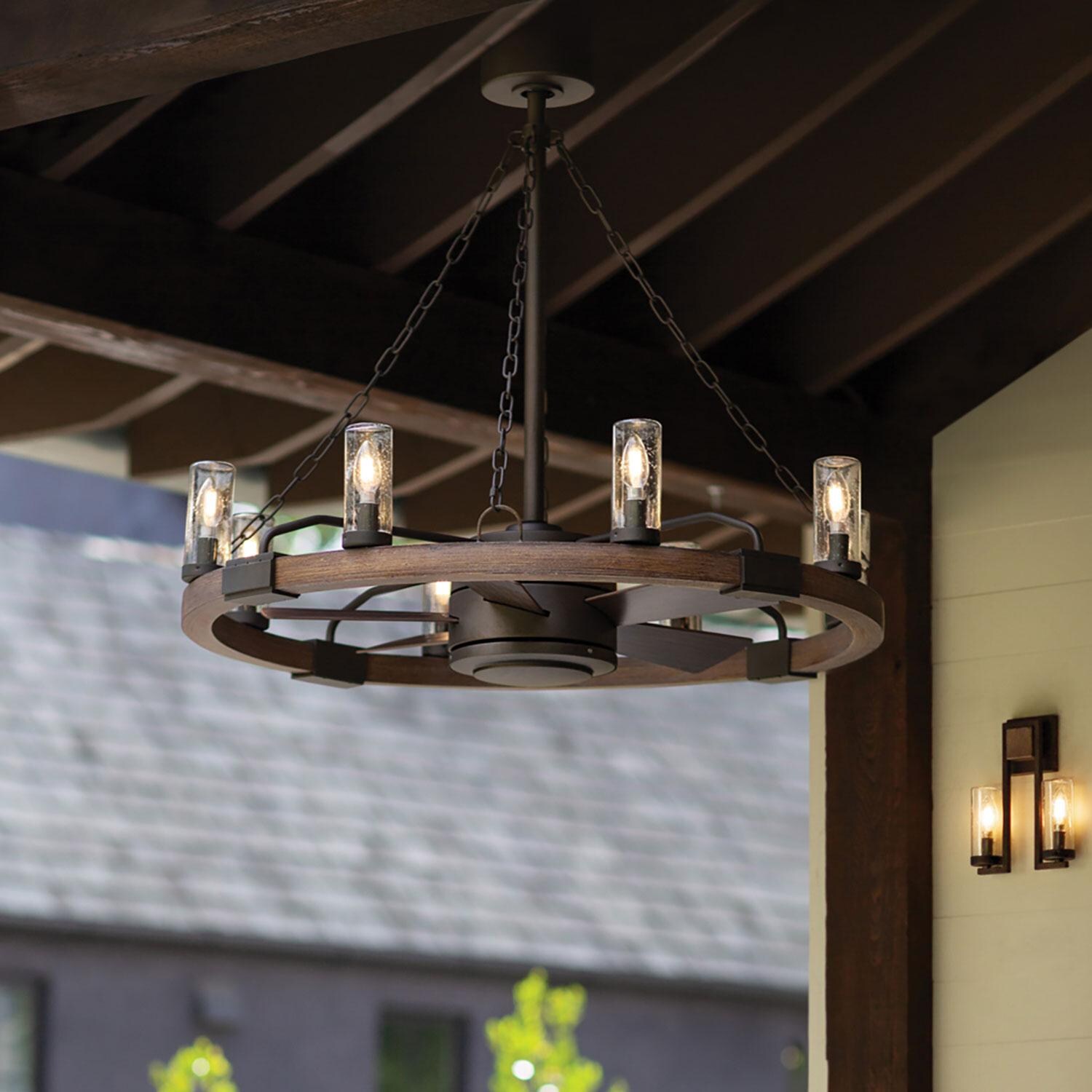 Hinkley Lighting 902928FMM-LWD Sawyer 36 Inch Fandelier W/ 28 Inch Fan - Metallic Matte Bronze - Lifestyle View thumbnail