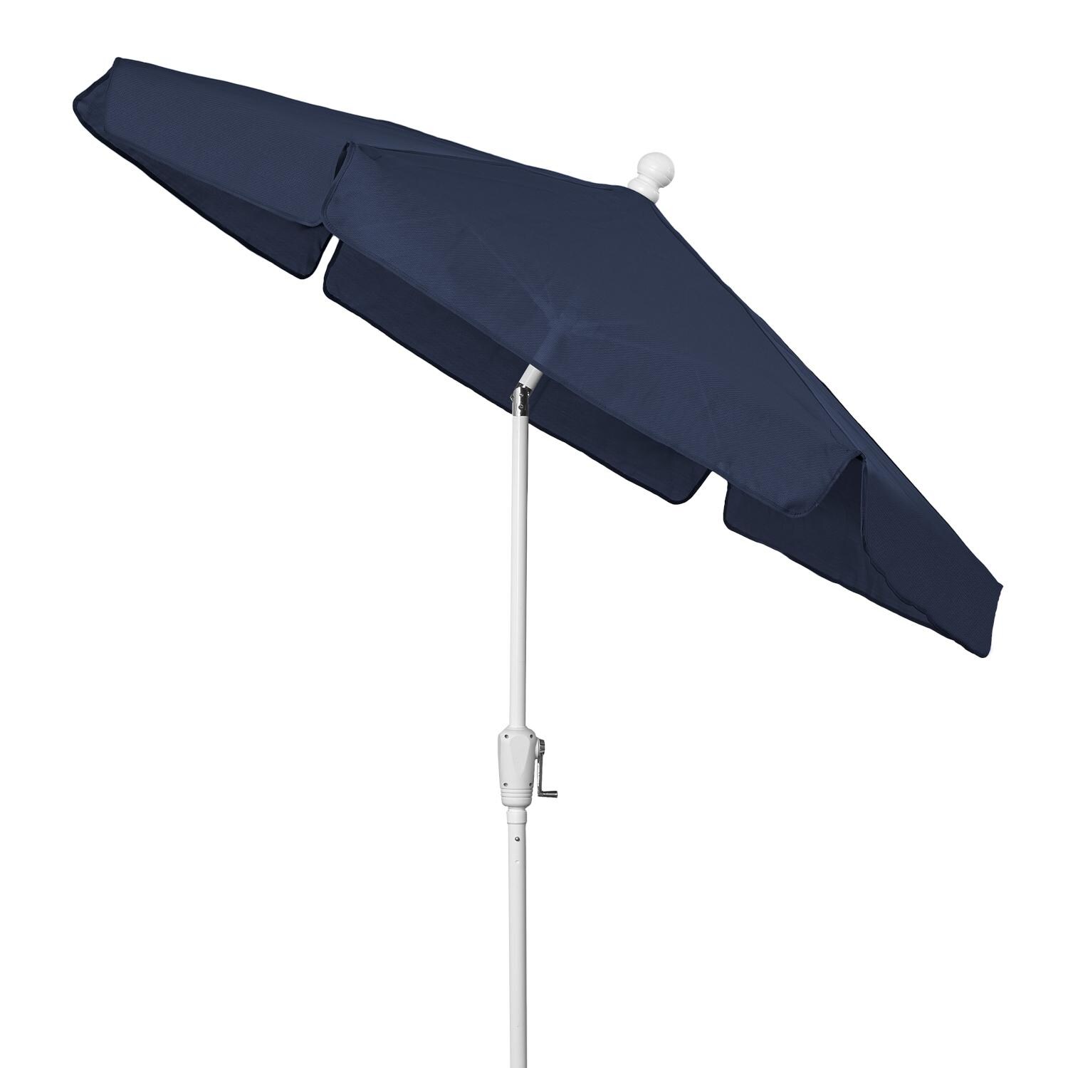 FiberBuilt 7.5 Ft Aluminum Navy Blue Market Patio Umbrella W/ Crank Lift & Tilt - Side View thumbnail