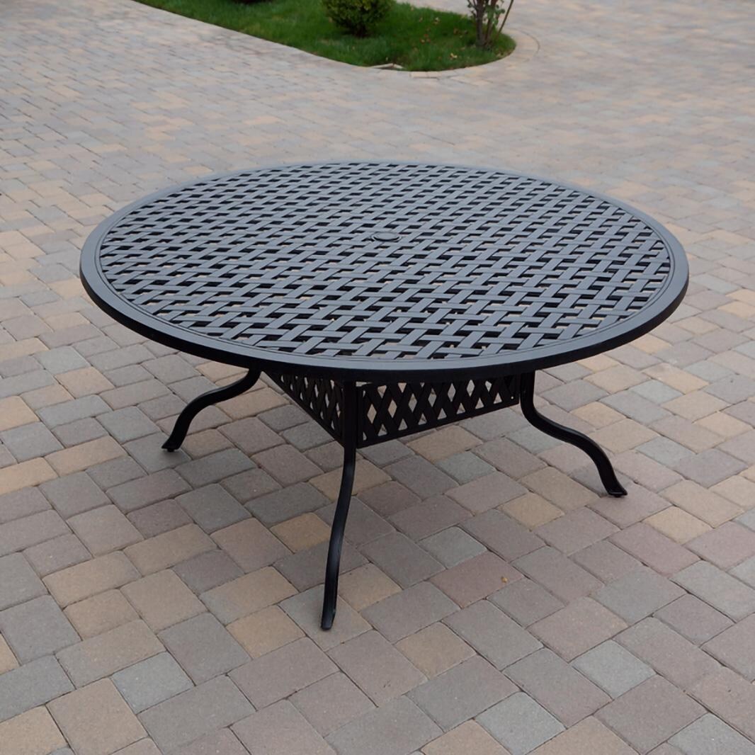 Darlee B/DL13-8PCAR-30D3921-B Nassau 8 Pc Cast Aluminum Dining Set in Antique Bronze w/ Blue Cushions - Table - Lifestyle thumbnail