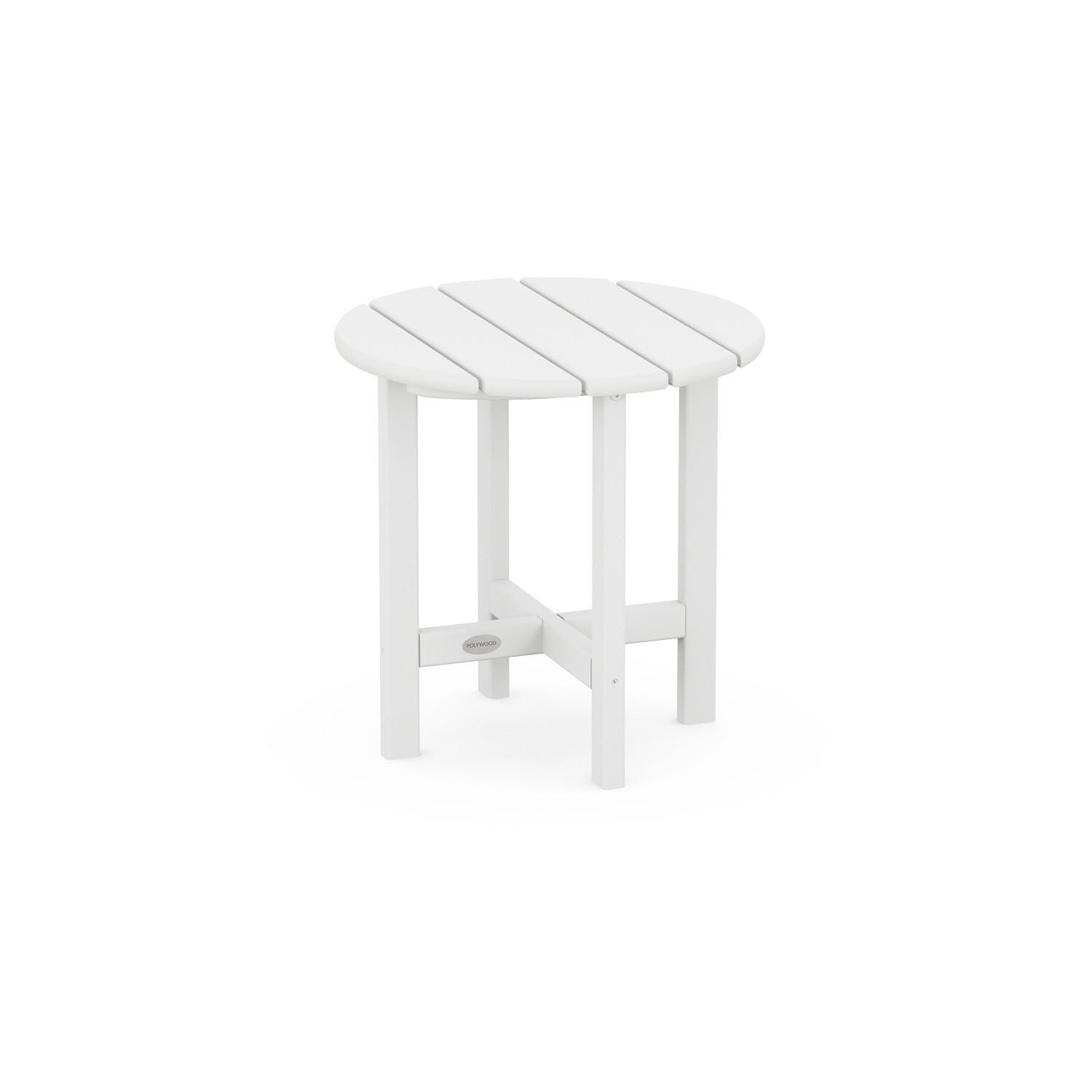 POLYWOOD PWS498-1-WH Nautical 3-Piece Adirondack Set - Round Side Table thumbnail