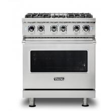 Viking Professional 5 Series 30-Inch 4-Burner Dual Fuel Propane Gas Self Cleaning Range - Stainless Steel - VDR5304BSSLP image