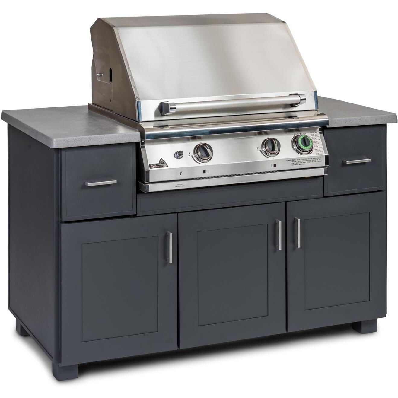 PGS 57-Inch Modano BBQ Island With Commercial T-Series 30-Inch Natural Gas Grill With Timer - 57 MOD