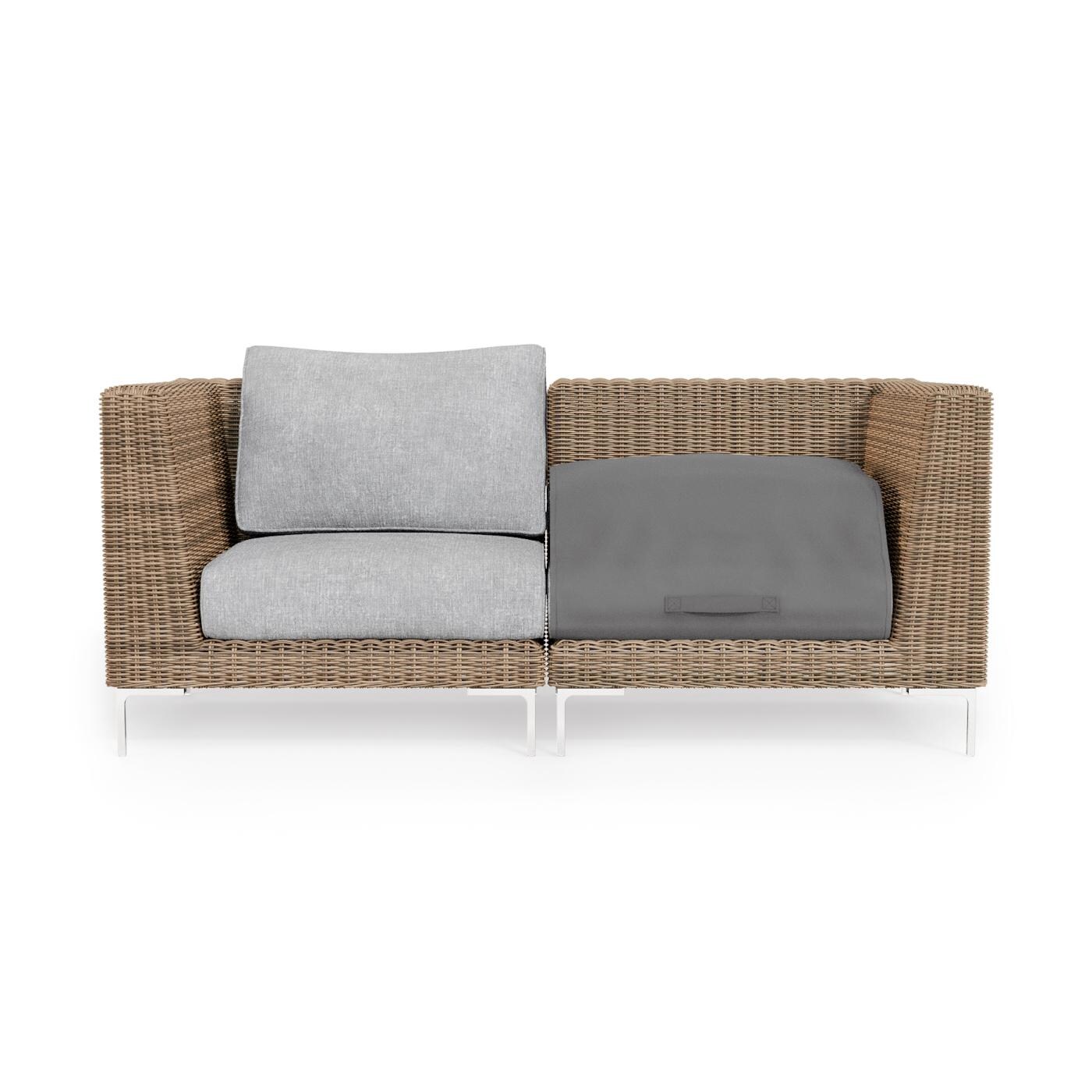 Outer Brown Wicker Outdoor Loveseat W/ OuterShell Cover - Pacific Fog Gray image