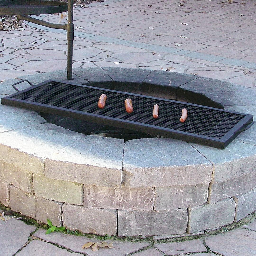 Ultimate Patio 40-Inch X-Marks Rectangle Fire Pit Cooking Grill - Food on the Grill thumbnail