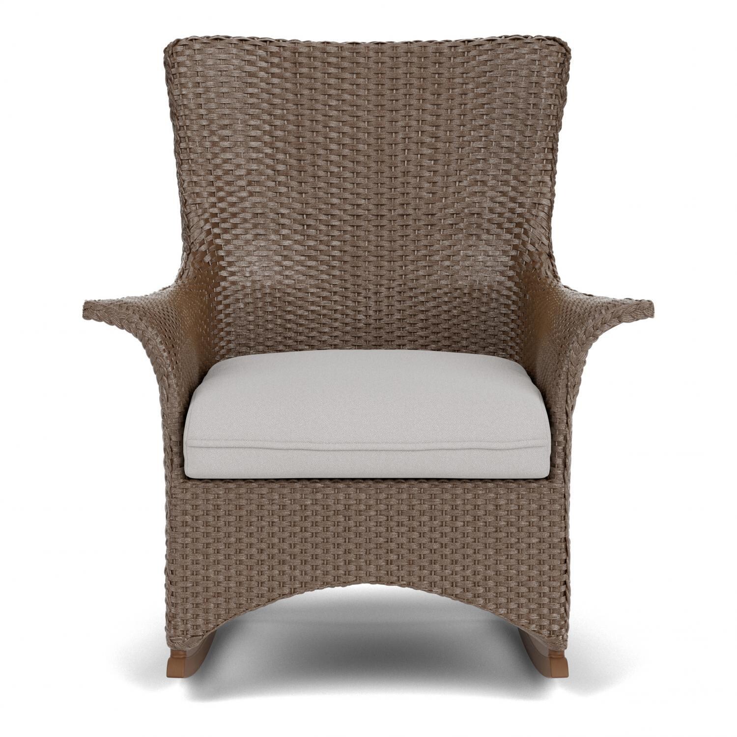 Lloyd Flanders Mandalay Porch Rocker in Bark Finish with Tundra Dove Fabric thumbnail