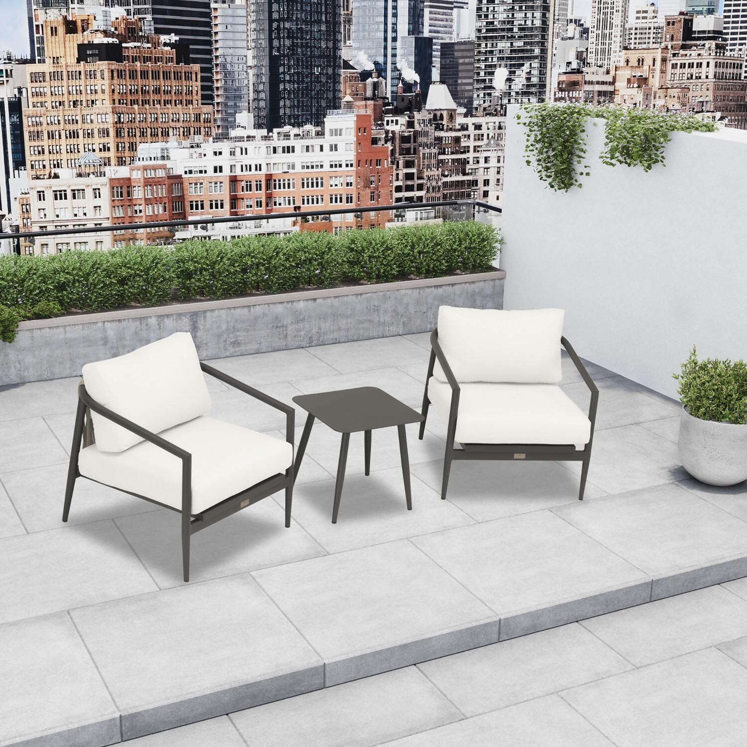 Lakeview Midnight Cove 3 Pc Aluminum Club Chair Seating Set in Slate/Pebble Gray/Canvas Natural - Top - Lifestyle thumbnail