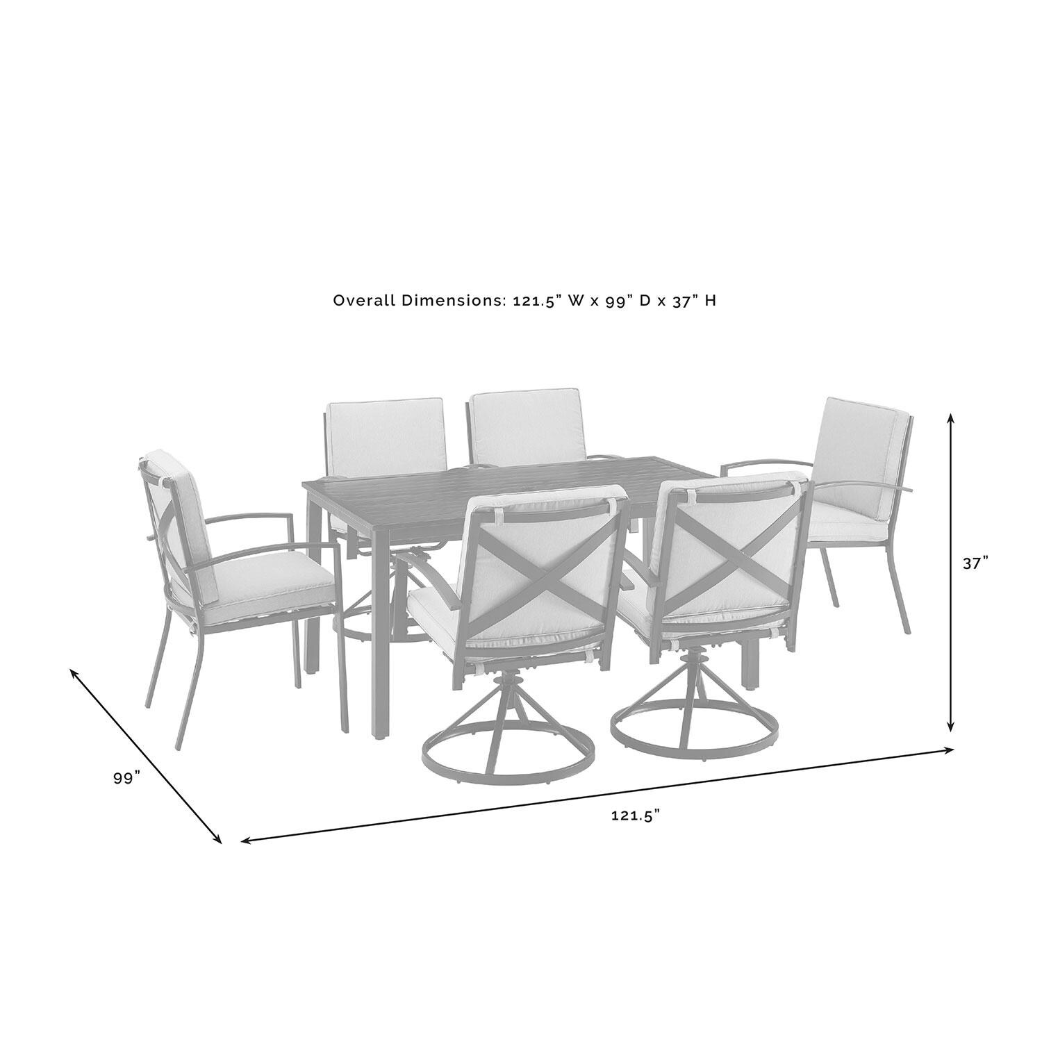 Ultimate Patio UP-82257BZ-OL 7Pc Outdoor Dining Set in Oatmeal - Overall Dimensions - Diagram thumbnail