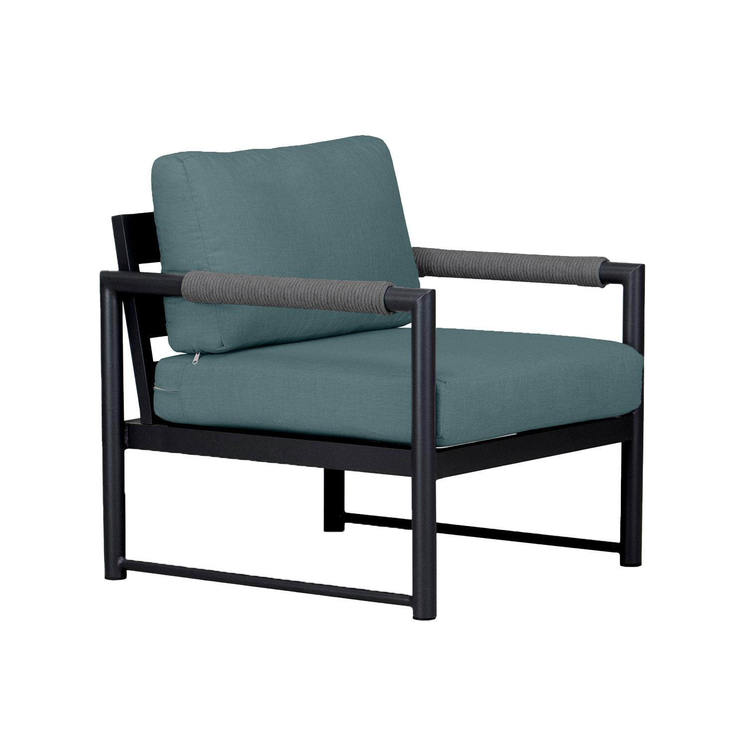 Lakeview AVEBAY-BK-CO-CC-CL Avenue Bay Black/Carbon Club Chair - Cast Lagoon - Angled - White Background thumbnail