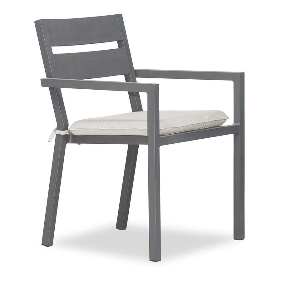 Calm Bay Aluminum Dining Arm Chair in Slate/Canvas Natural by Lakeview Outdoor Designs