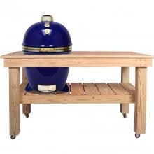 Grill Dome Infinity Series XL Kamado Grill On Cypress Table - Blue image
