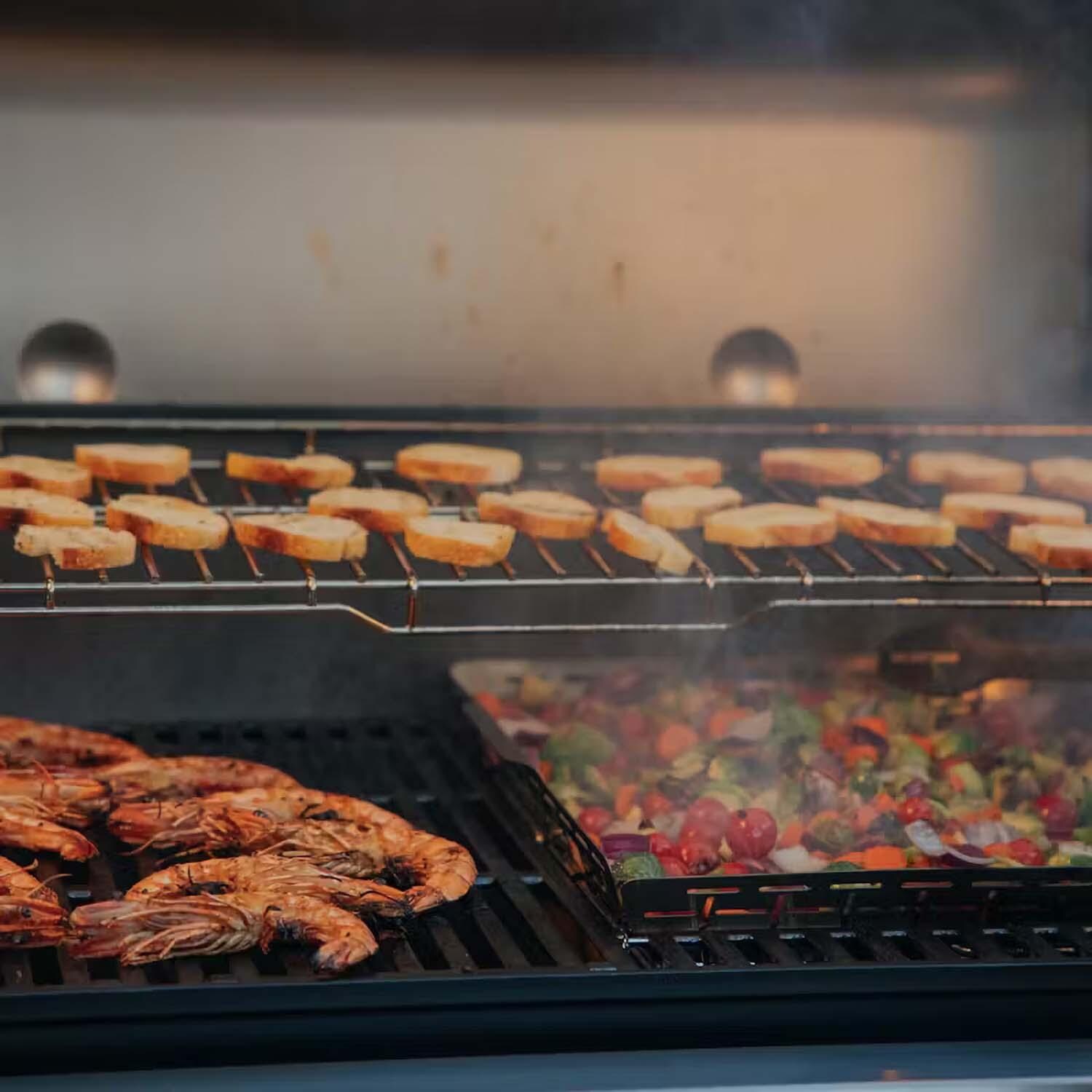 Weber 7677 CRAFTED Frame Kit For Genesis Gas Grills - Roasting Basket w/ Veggies (Accessory Not Included) - Lifestyle thumbnail