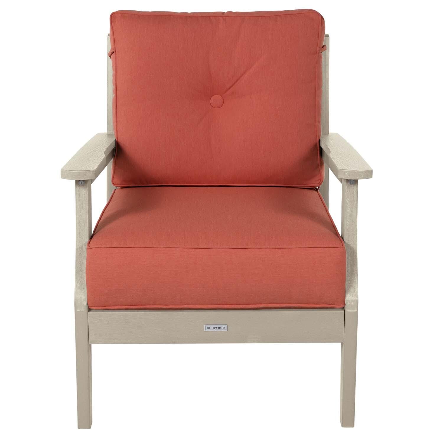 Blushing Bay Recycled Plastic Club Chair in Canvas Persimmon/Whitewash by Lakeview Outdoor Designs - White Background thumbnail