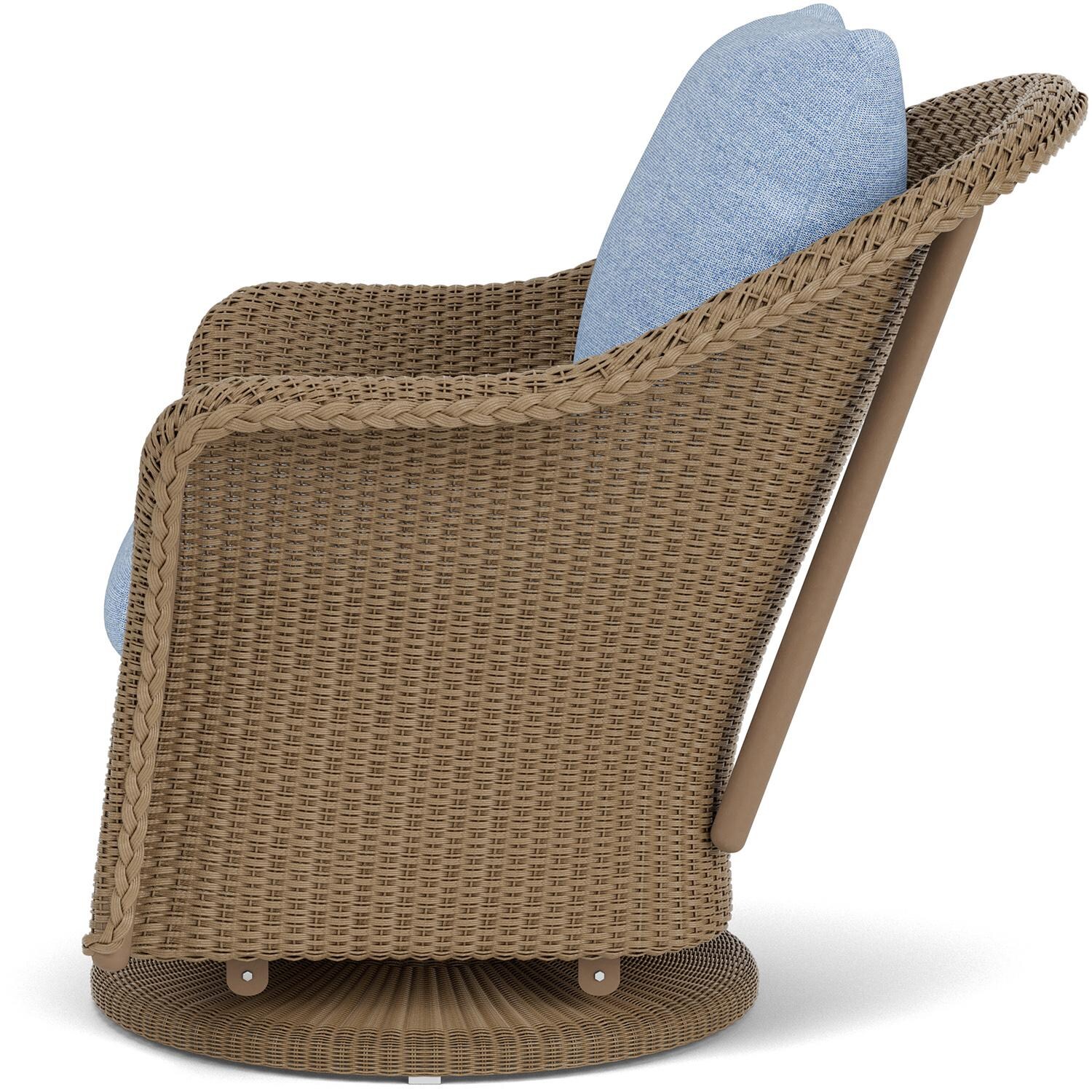 Lloyd Flanders Weekend Retreat Swivel Glider Lounge Chair in Fawn Finish W/ Demo Skyway Fabric - Side thumbnail