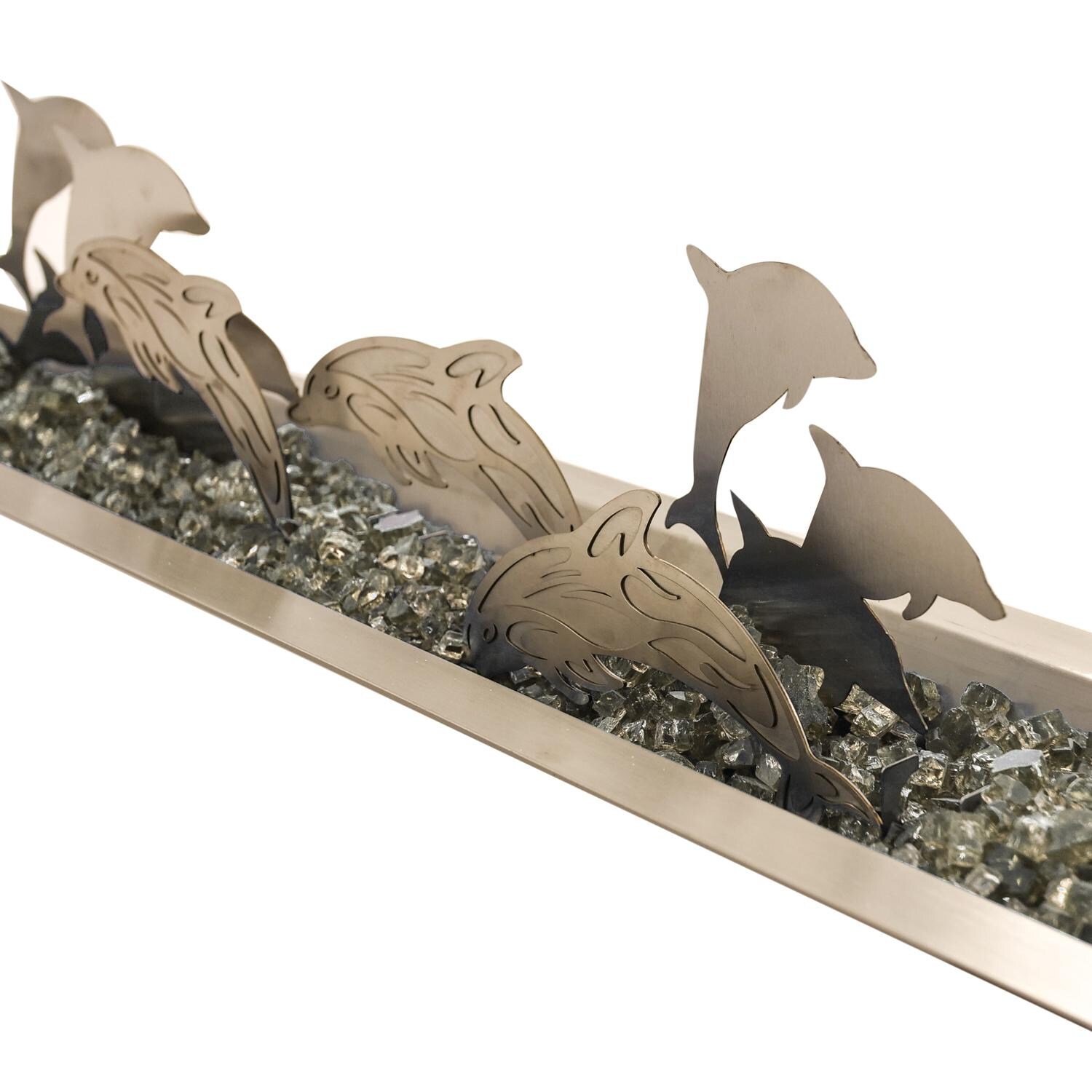 Alpine Flame 72-Inch Linear Drop-In Fire Pit Pan - Dolphin Seascape - Detail thumbnail