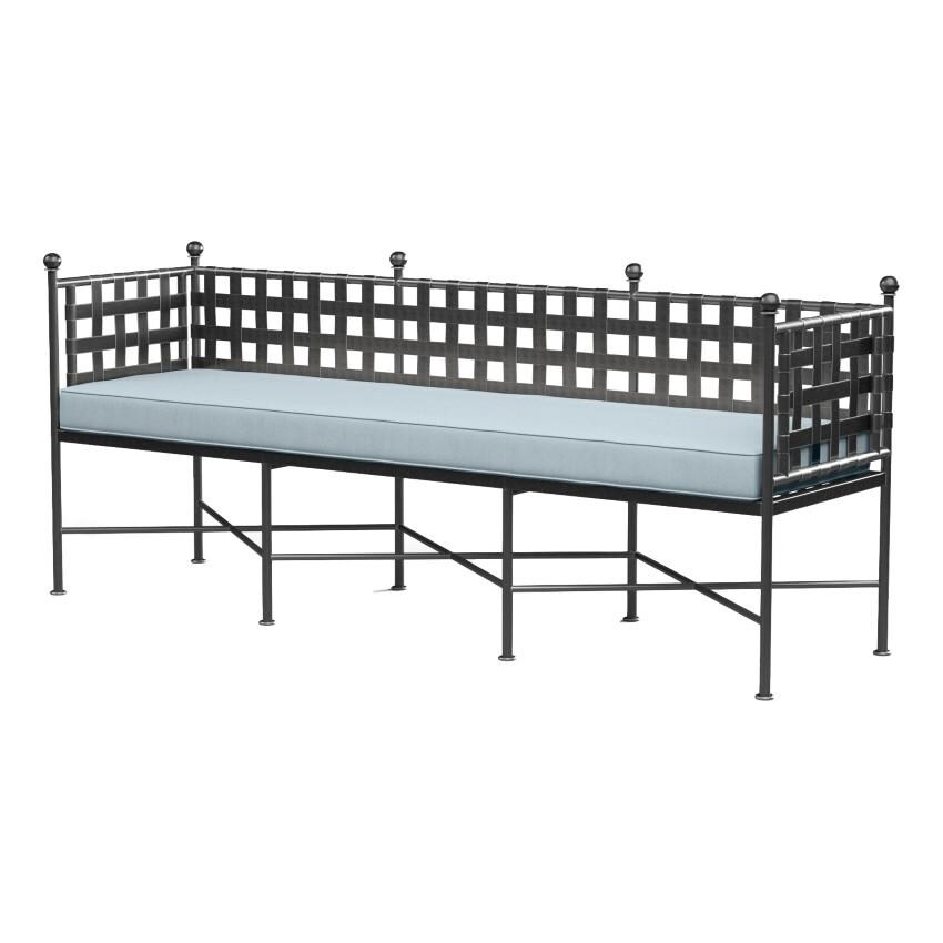 Provence 72 Inch Wrought Iron Bench in Pewter/Canvas Skyline by Sunset West