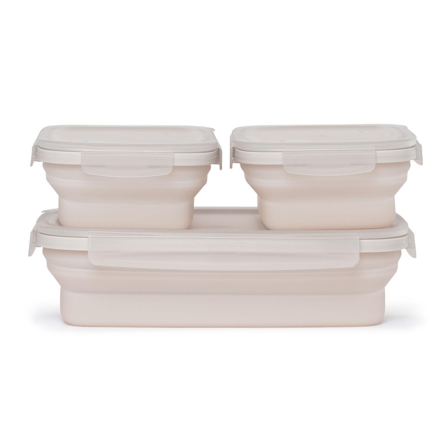 Drip EZ SCNDZ-3PK-1-SS Secondz Food Storage Prep Tub - Sandstone - 3 Pack Set - White Background thumbnail