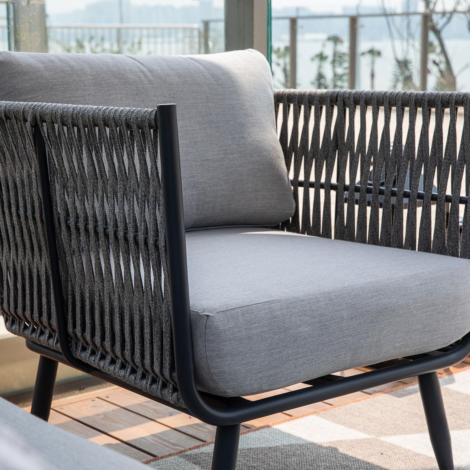 Elementi OS-2504S Milano Outdoor Aluminum Club Chair w/ Sunbrella Cushions - Cushion - Detail thumbnail