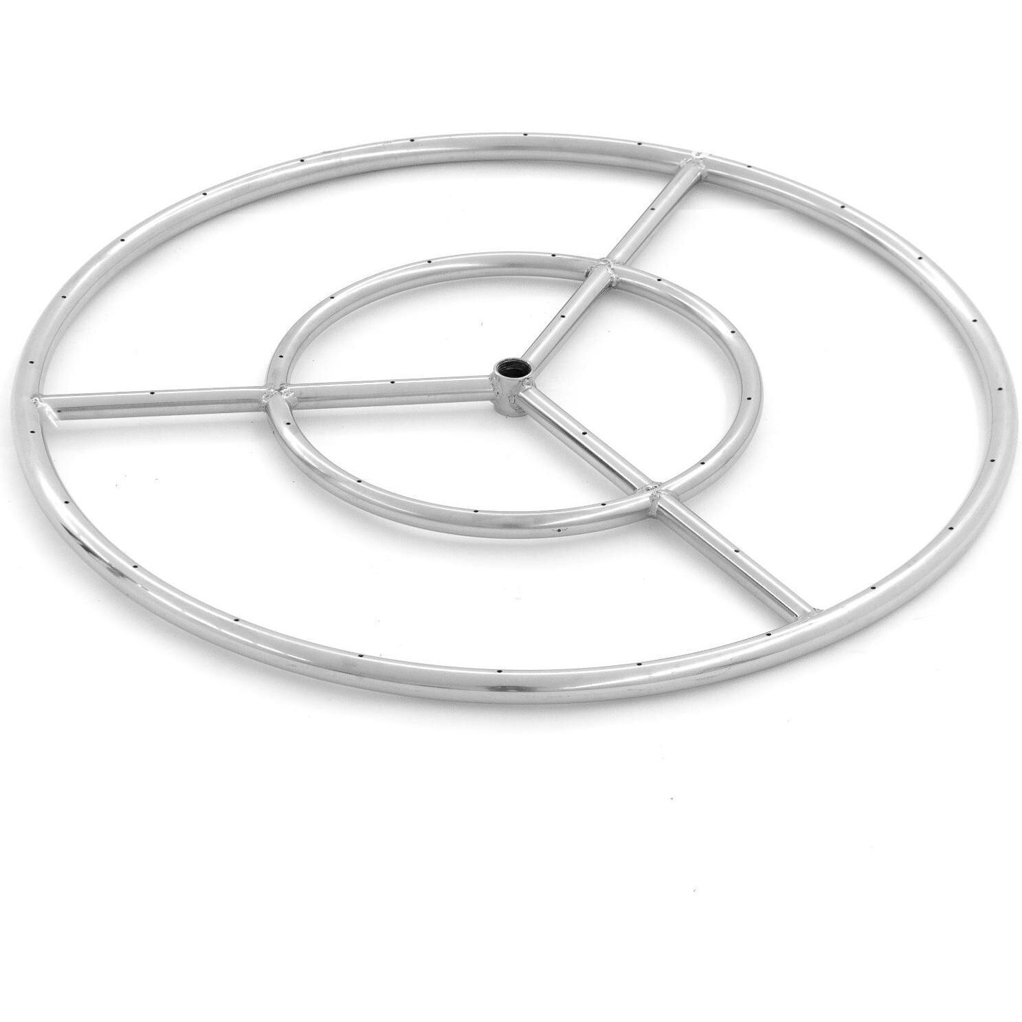 BBQGuys Signature 24-Inch Three-Spoke Round Propane Double-Ring Burner - Stainless Steel (Ships As Natural Gas) image