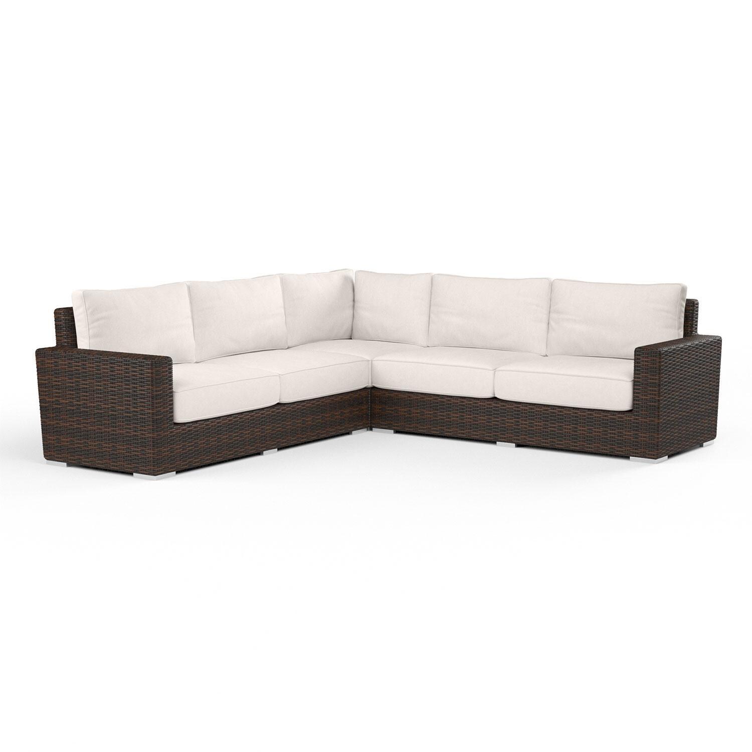 Montecito 3 Pc Wicker Patio Sectional Sofa in Canvas Natural w/ Self Welt By Sunset West