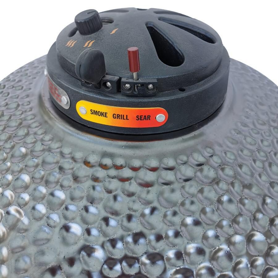 Vision Grills XD-402MG Vision Elite Series XD402 Deluxe 20-Inch Kamado Grill - Metallic Gun Metal Grey - Top Vent thumbnail