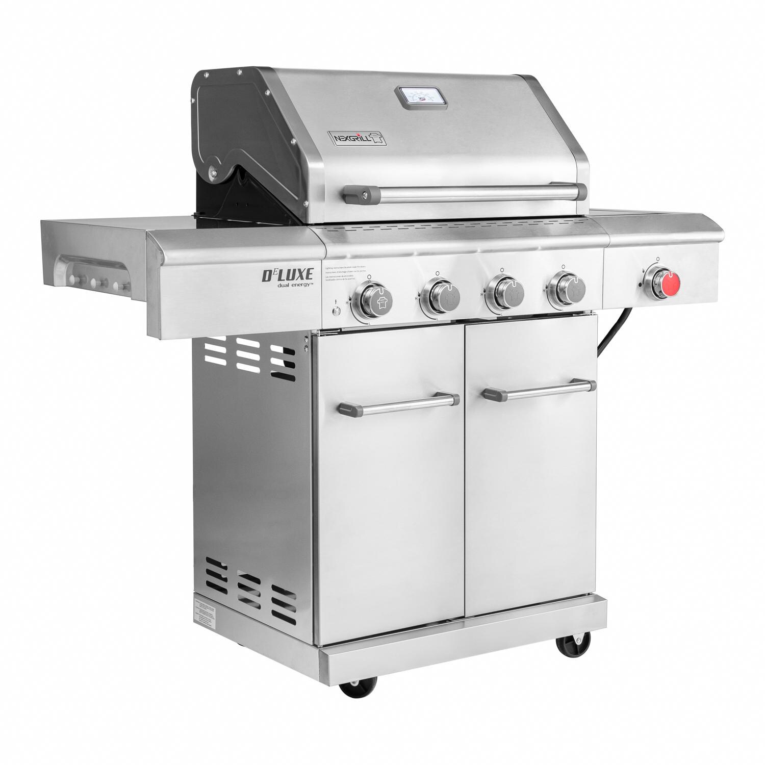 Nexgrill - 720-0958AE - Deluxe 27-Inch Propane Gas Grill On Cart With Infrared Side Burner - Angled View thumbnail