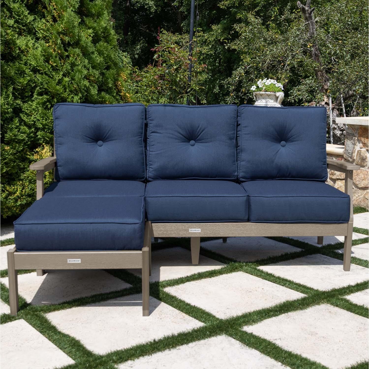 Blushing Bay 2 Pc Recycled Plastic Seating Set in Spectrum Indigo/Woodland Brown by Lakeview Outdoor Designs