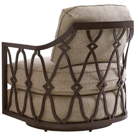 Tommy Bahama 3235-10 Black Sands Aluminum Patio Swivel Club Chair In Tropic Sand - Back