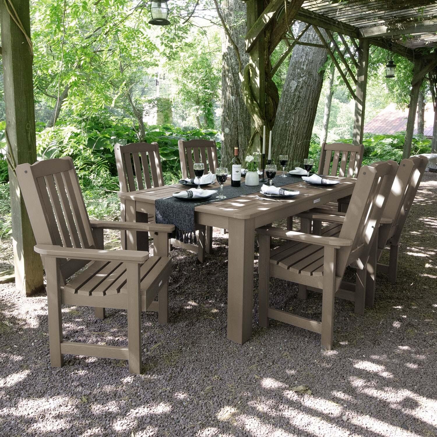 Hart Lane 7 Pc Recycled Plastic Rectangular Dining Set in Woodland Brown by Lakeview Outdoor Designs