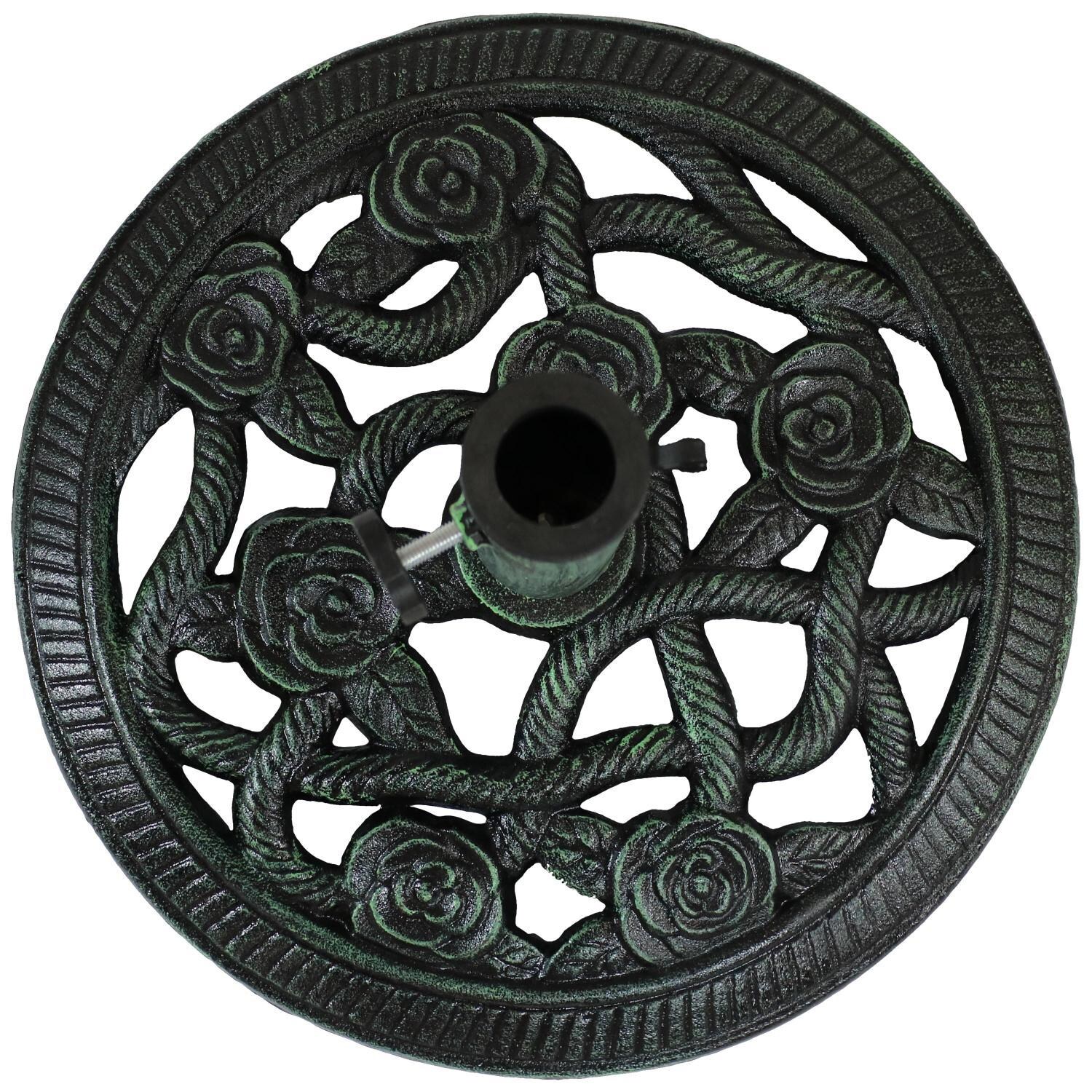 Ultimate Patio 17 Lb Rose Blossom Cast Iron Umbrella Base - Green - Rose Blossom Pattern thumbnail