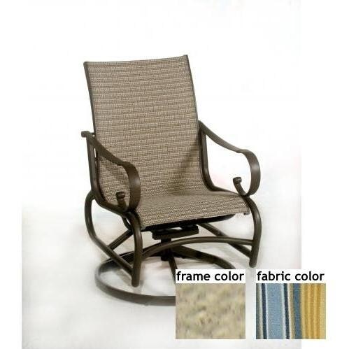 Barcelona Aluminum High Back Sling Swivel Rocker With Saddle Frame And ...