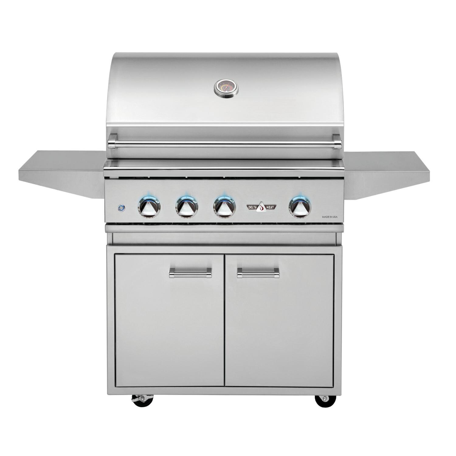 Delta Heat 32-Inch 3-Burner Propane Gas Grill with Infrared Rotisserie Burner On Cart