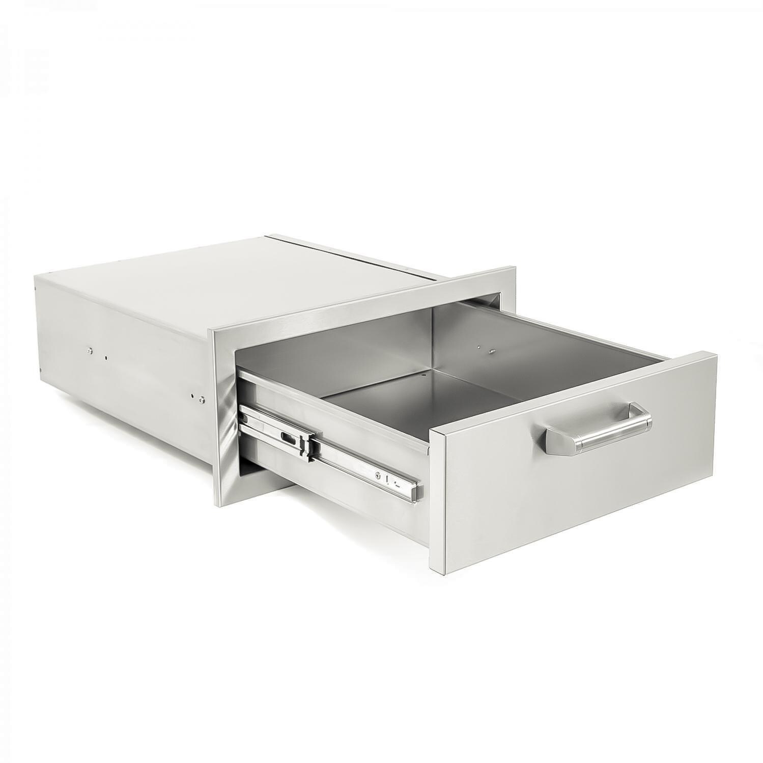 BBQGuys.com Sonoma Series 20-Inch Stainless Steel Single Access Drawer - Angled Open View thumbnail