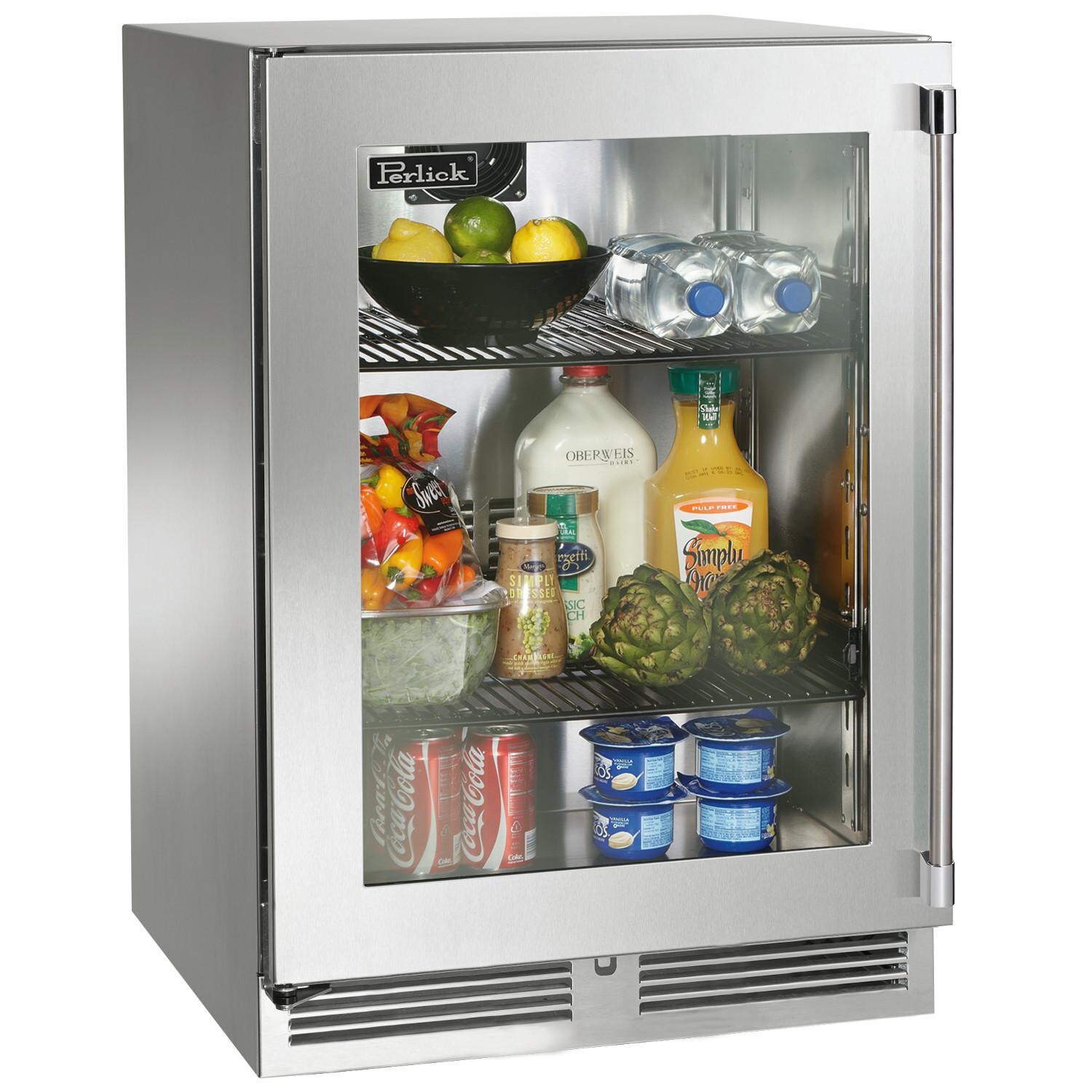 Perlick HP24RM-4-3LL 24-Inch Signature Series Stainless Steel Glass Door Outdoor Refrigerator w/ Door Lock thumbnail