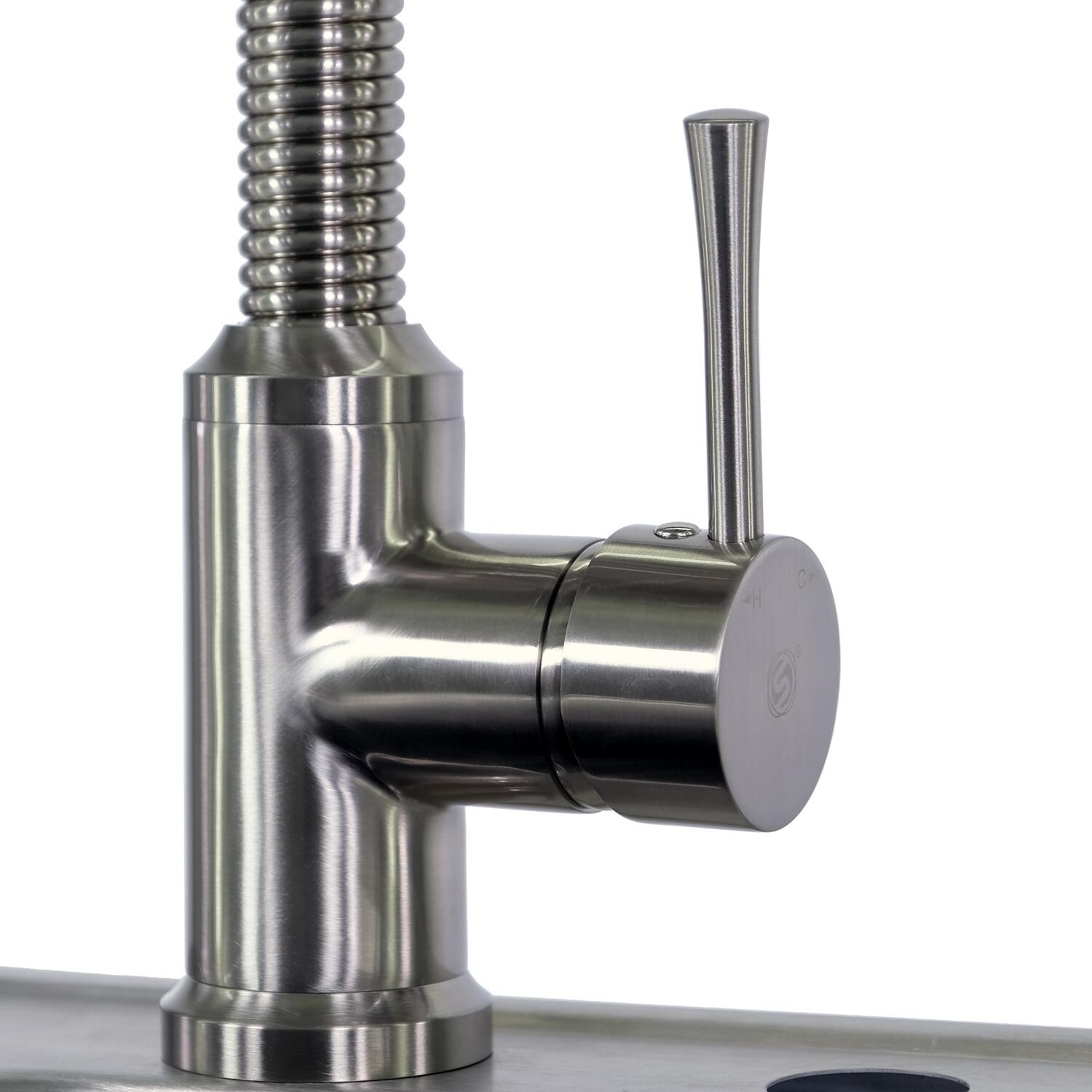 BBQGuys - BBQ-N96565-BN - Single Handle Pull-Down Coil Spring Faucet - Handle Detail thumbnail