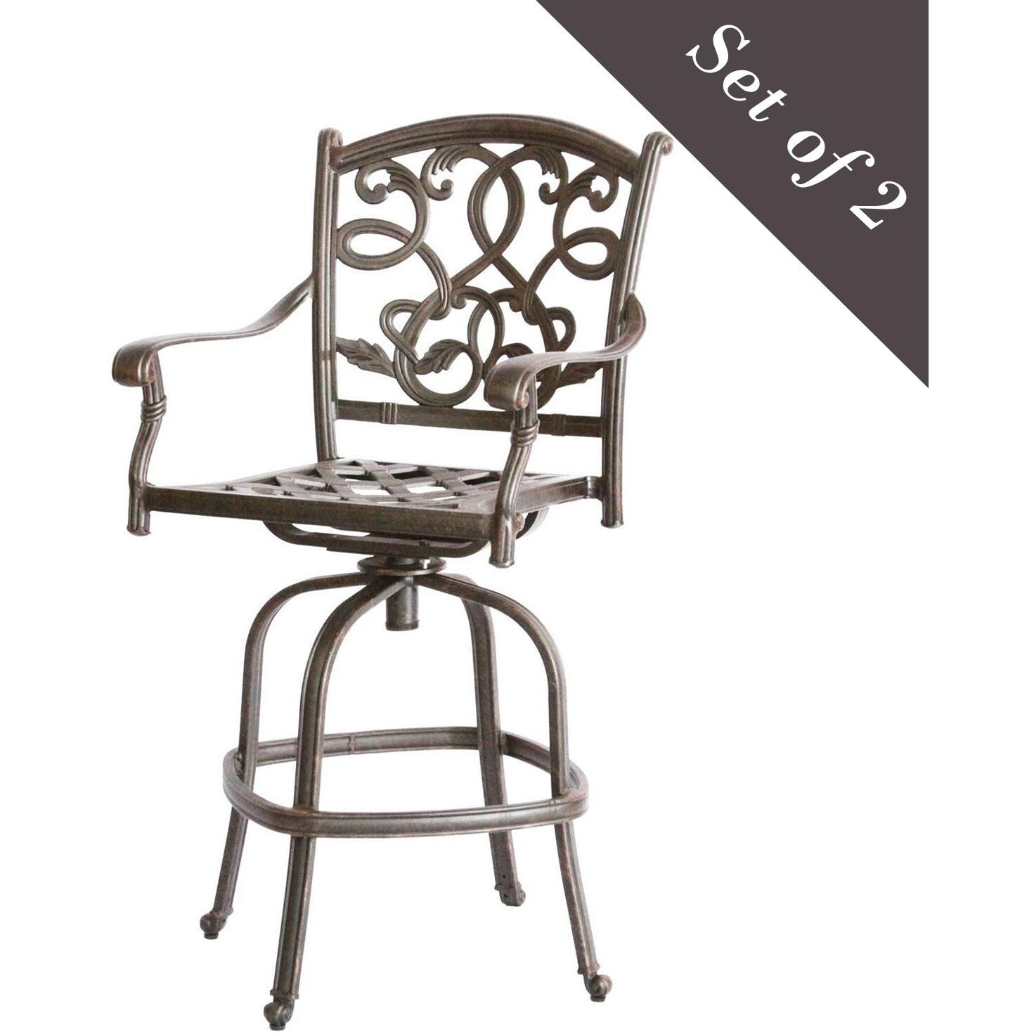 Darlee Santa Monica Patio Swivel Bar Stool - Antique Bronze thumbnail