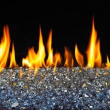 Peterson Real Fyre 18-Inch Caribbean Blue Reflective Fire Glass Set With Vented Natural Gas G45 Burner - Match Light image