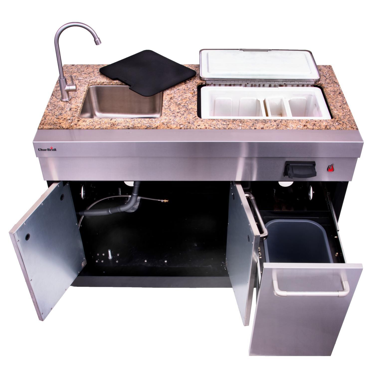 Charbroil 463246418 Medallion Series Modular Outdoor Kitchen Entertainment Module - Open Doors and Drawer
