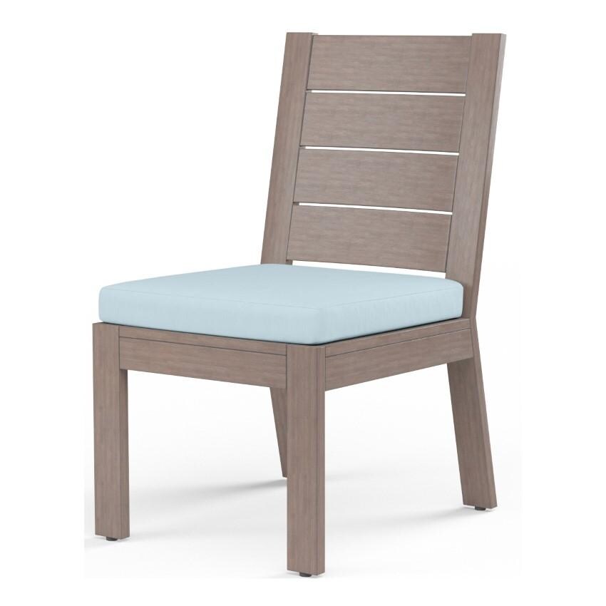 Laguna Aluminum Dining Side Chair w/ No Welt in Driftwood/Canvas Skyline by Sunset West